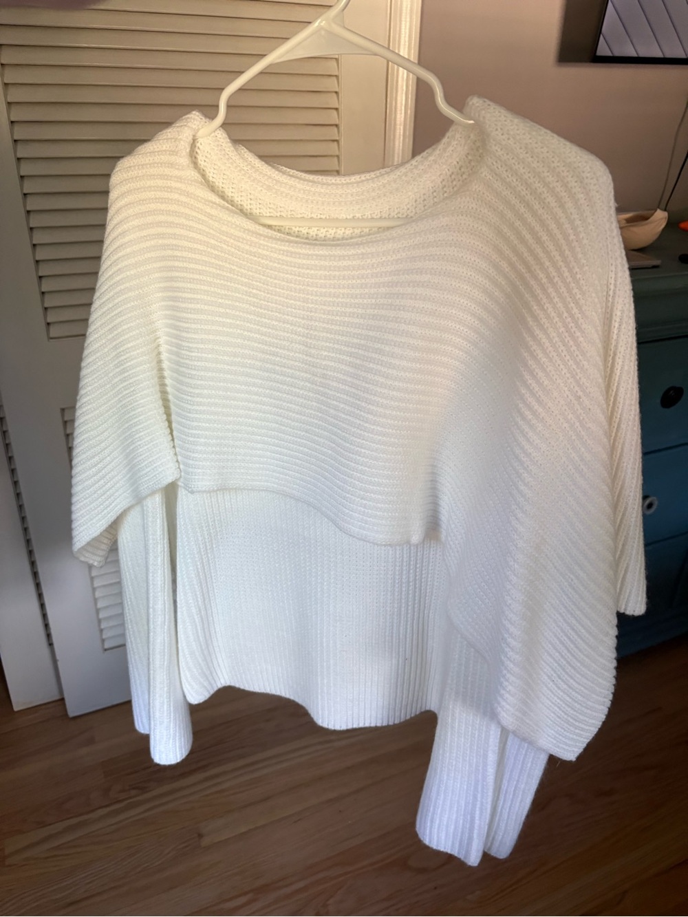 Women's Cream Ribbed Knit Sweater